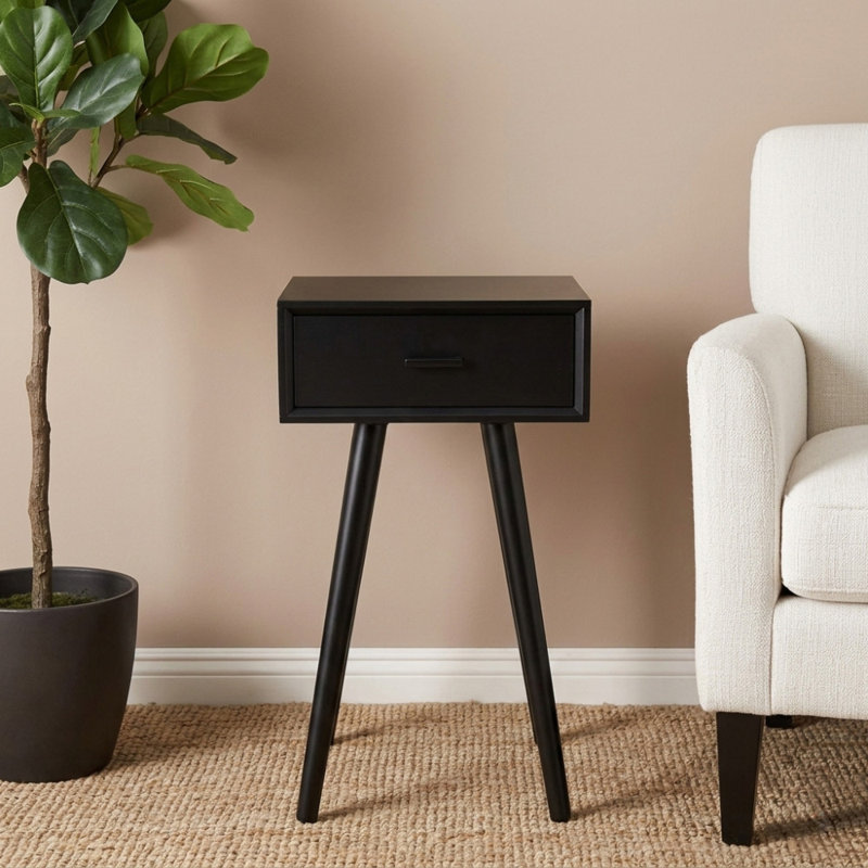 Table de bout avec rangement Berkey, Noir mat
