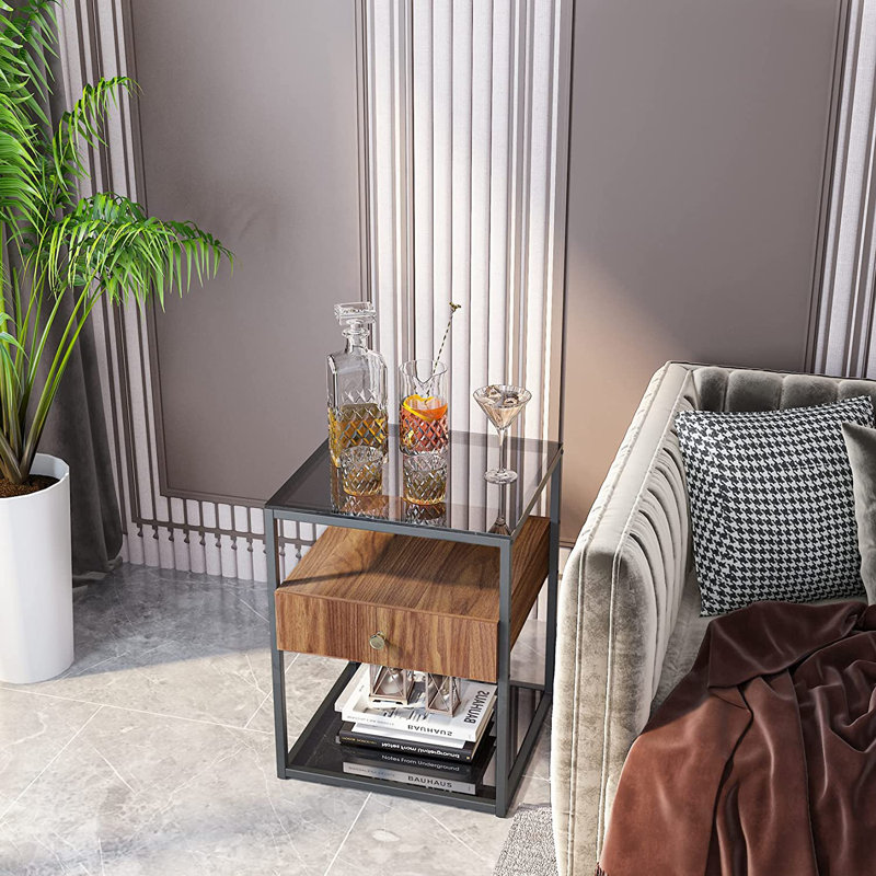 Adilynne 43 cm W Steel Bedside Table