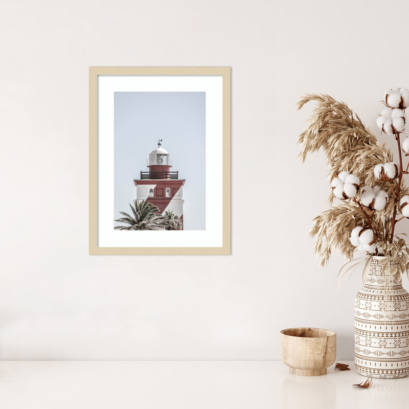 «Point Lighthouse» par Daisey, reproduction d'art encadrée, Brun, H 21 po x l 16 po