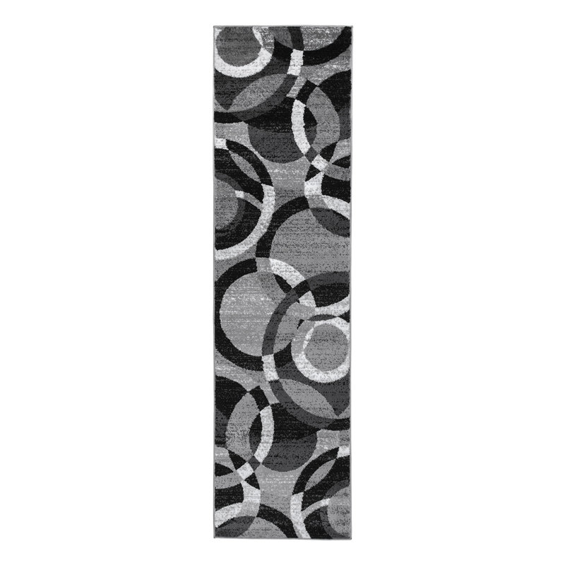 Mehul Woven Geometric Gray/Black/Ivory Area Rug – Modern Abstract Polypropylene Carpet for Living Room, Bedroom, Entryway, or Dining Room