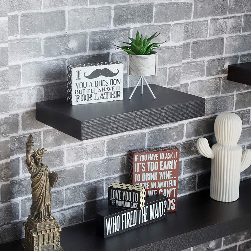 Bovina Floating Shelf, 2" H x 36" W x 9.25" D, Espresso