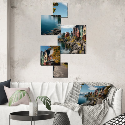 Germany Alesund City By The Lake - Germany Square Wall Art Set Of 5