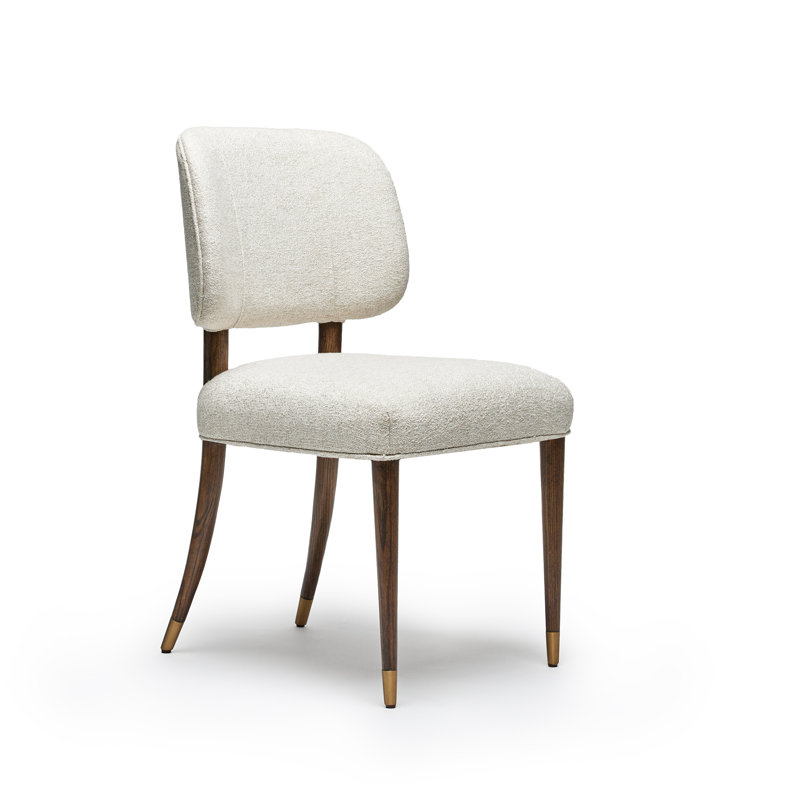 Serafina Upholstered Dining Chair, Brushed Brass/Walnut