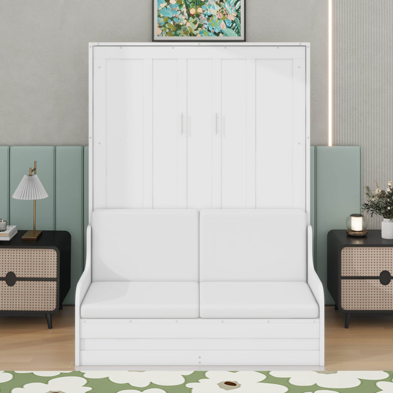 Grand lit escamotable avec coussin, Blanc