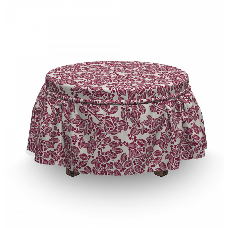 Housse pour repose-pieds motif de feuillage monochrome