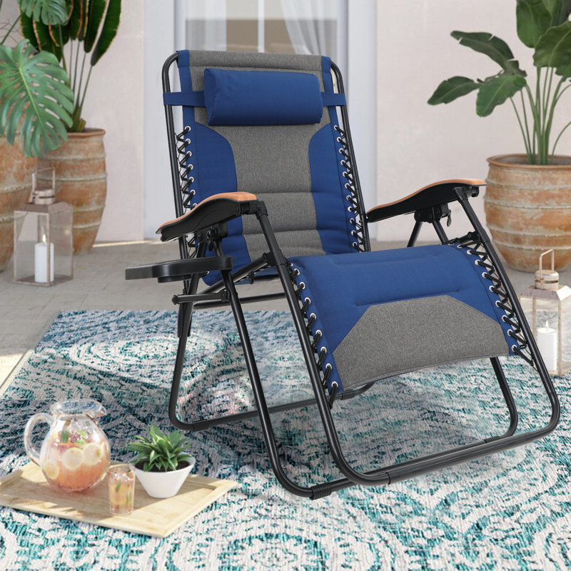 Syril Folding Zero Gravity Chair, Navy Blue