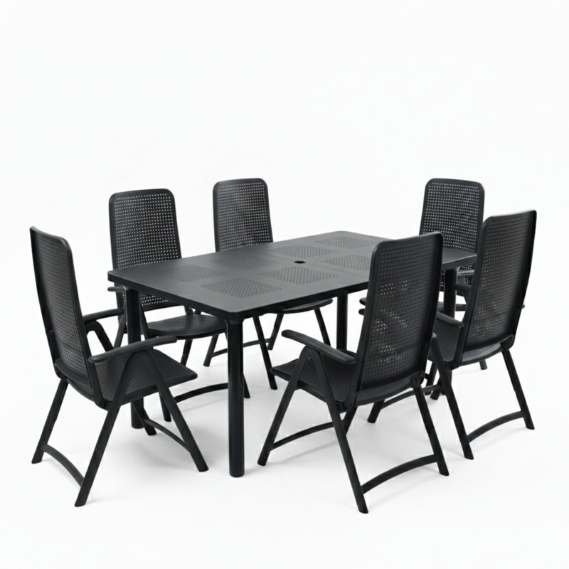 Byrge 6 - Person Patio Dining Set with Rectangular Table, Anthracite
