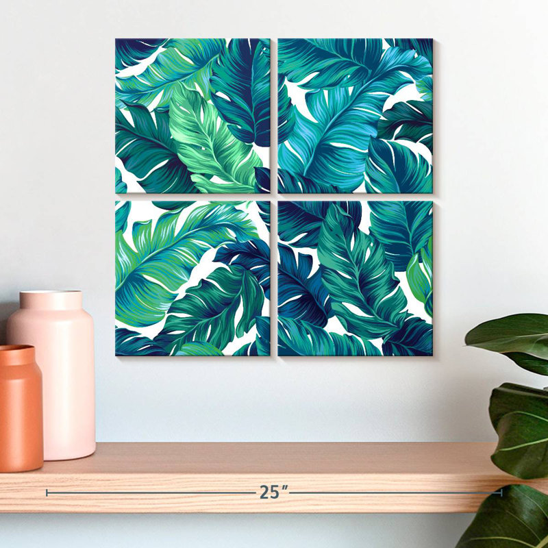 Feuilles tropicales turquoise, H 18 po x l 18 po