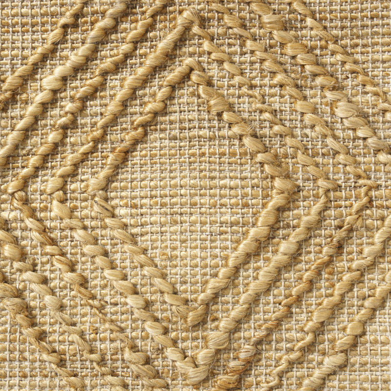 Tan Geometric Textured Hand-Woven Cotton Blend Throw Pillow