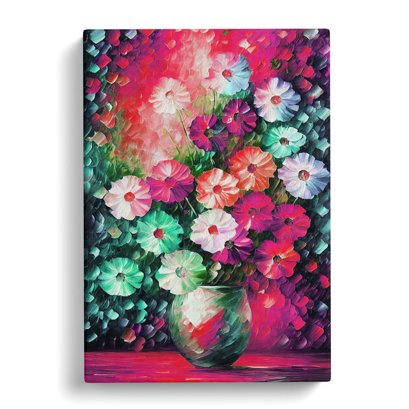 Vase Of Pretty Flowers No.3 - Print, Wrapped Canvas, 50cm H x 35cm W x 3cm D, No Matte