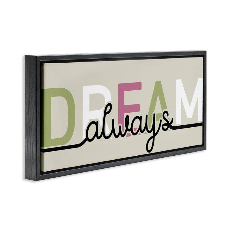 Cadre flottant Mute Dream Always, design par Kim Allen, H 11 po x l 25 po, Cadre flottant noir de jais