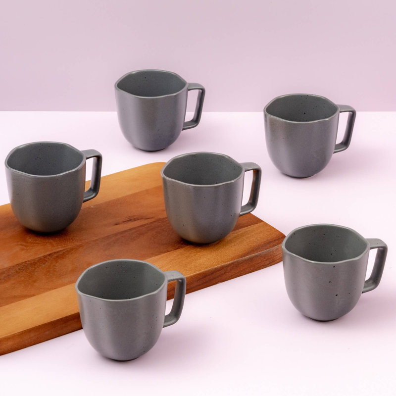 EARTH- CHARCOAL GREY Premium Porcelain Non Stackable Cup, 9oz | Microwave & Dishwasher Safe