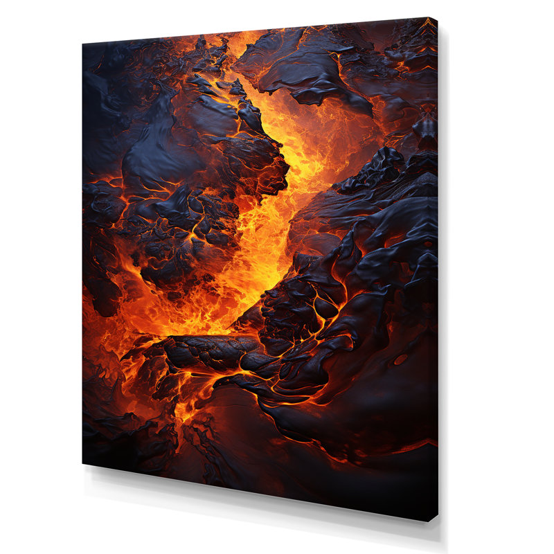 Volcan Éternelle lave sur toile, H 32 po x l 16 po x P 1 po, Toile tendue