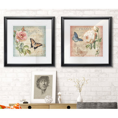 Springtime In France I - Matted and Framed Under Acrylic Glass, Set of 2, Large Living Room Wall Art