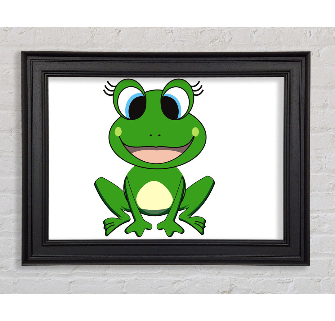 Happy Frog Ready to Leap White - Bilderrahmen Kunstdrucke