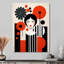 Rétro, portrait géométrique rouge et noir - minimalisme, art mural-661391529-661391527