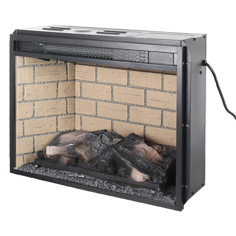 Infrared Quartz Heater Fireplace Insert - 23" Woodlog Version With Brick Design. 1500W Heat Output. 5000 /H. Realistic Flame. 4 Brightness Options. /Ul Approved. Double Features. Energy Efficient.