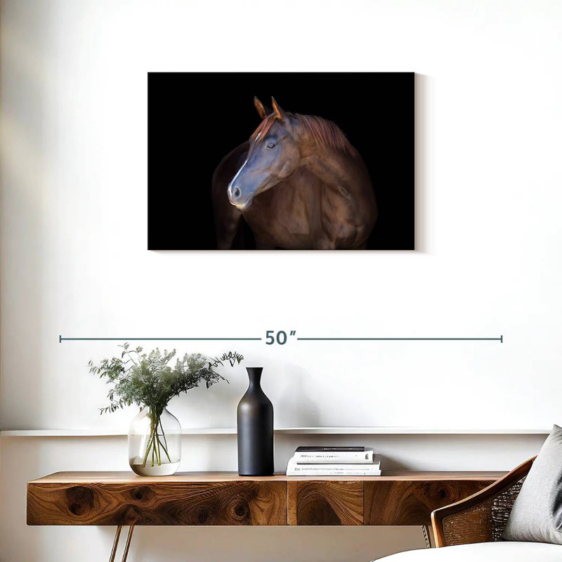 Cheval brun foncé, H 20 po x l 30 po