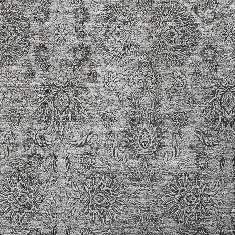 Tapis floral à poils longs de qualité supérieure lavable à la machine ADS702, Gris, 5 pi x 7 pi 6 po