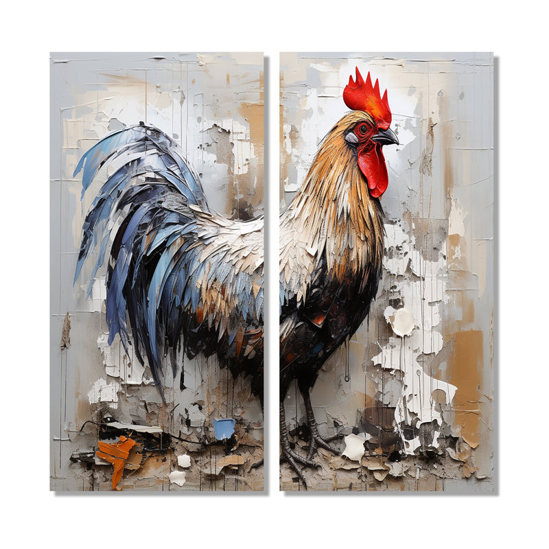 Loyal Rooster Portrait III - art mural moderne, H 32 po x l 32 po, Toile tendue sur cadre, Ne s’applique pas