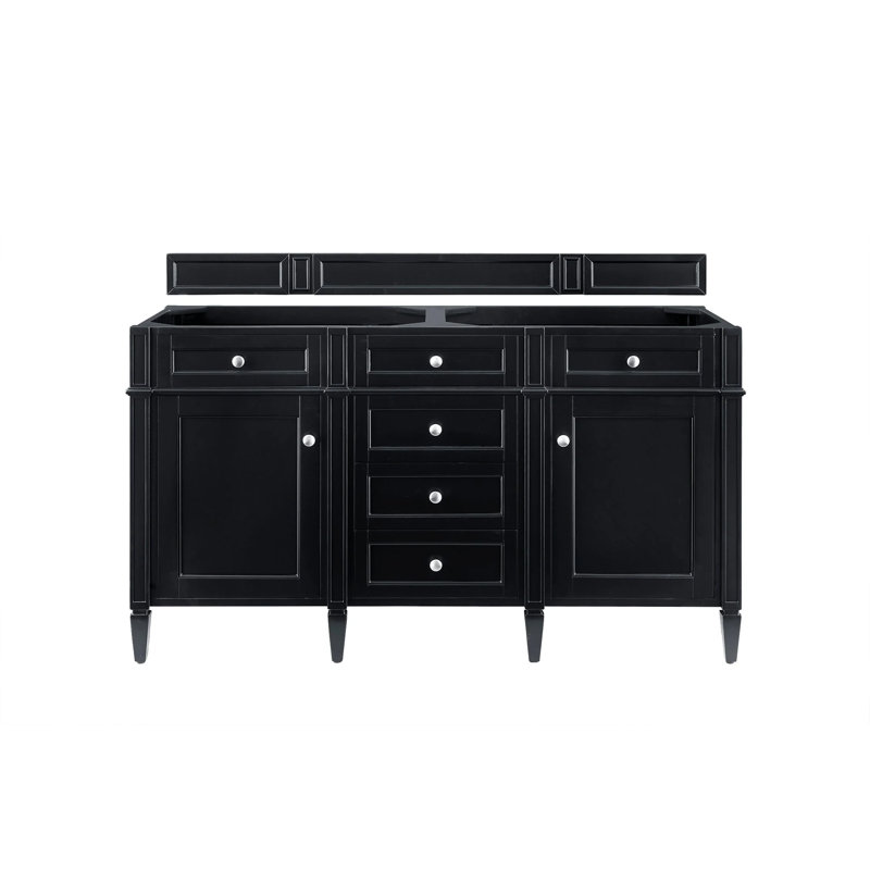 Brittany 60'' W Double Vanity, Eternal Jasmine Pearl, Black Onyx, 8" Widespread