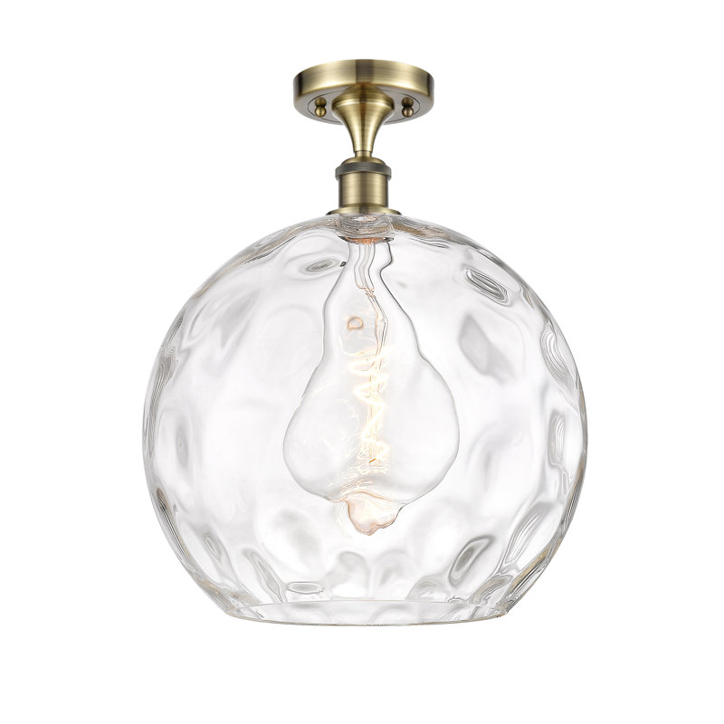 Plafonnier semi-encastré 1 lumière 8 po Cindi, Laiton antique, Ampoule non incluse, H 16,88 po x l 13,75 po x P 13,75 po