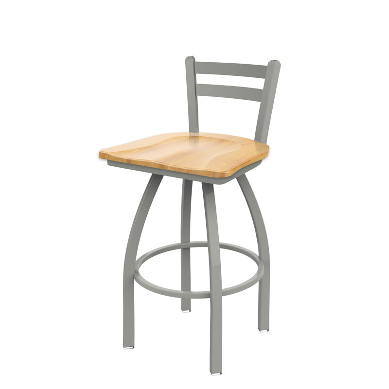 Tabouret de bar et de comptoir 411 Jackie, Nickel anodisé, Bois - Érable naturel