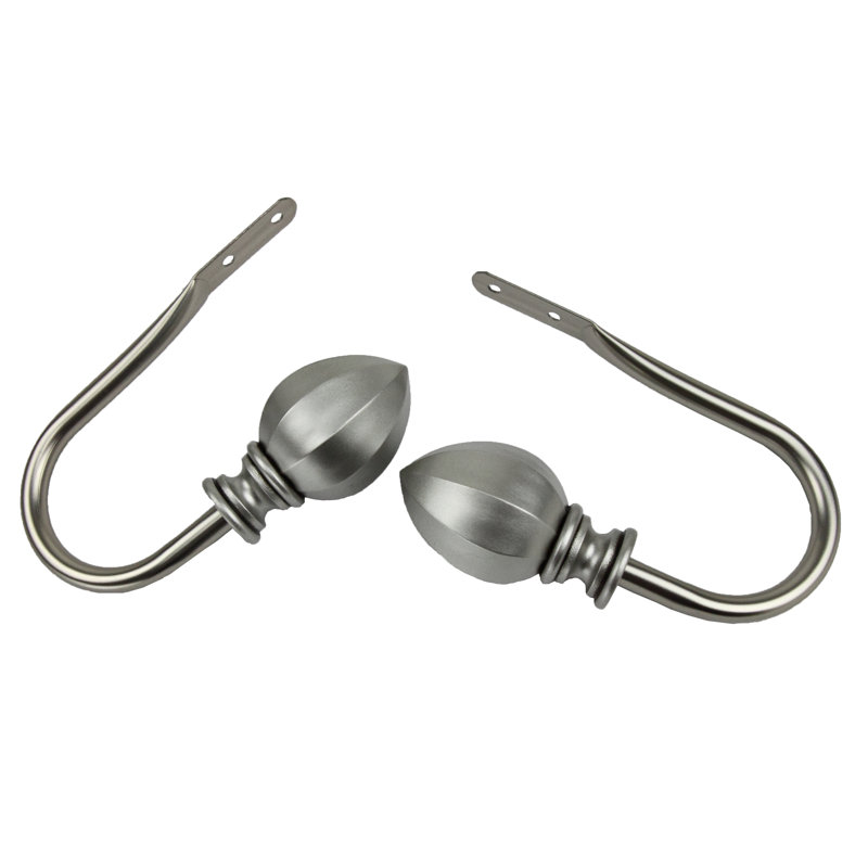 Retenue de rideau filetée Byrns, Nickel satiné