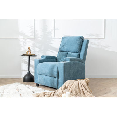Premium Chenille Reclining Sofa With Push-Back Mechanism, USB Charging Ports, And Built-In Cup Holders by Latitude Run