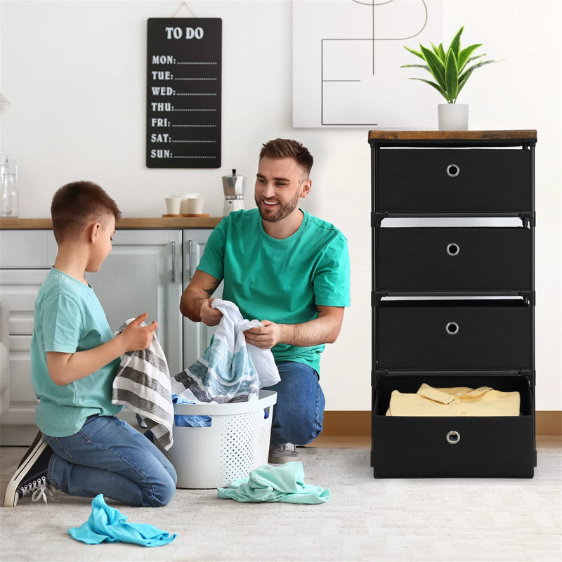 Harlene 42cm W 4 - Drawer Chest of Drawers, Black