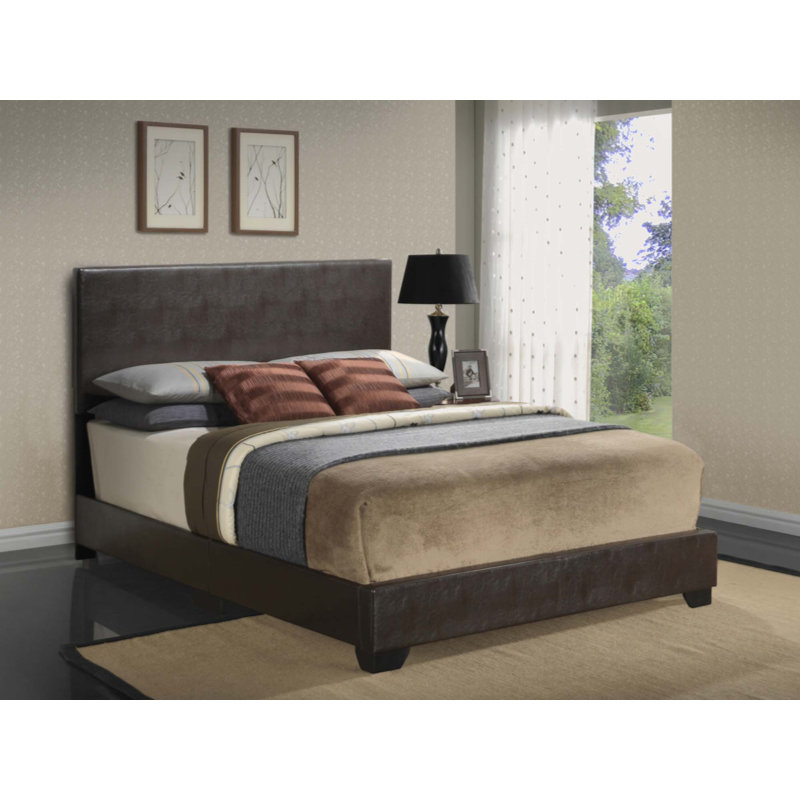 Upholstered Low Profile Standard Bed, Full, Cappuccino