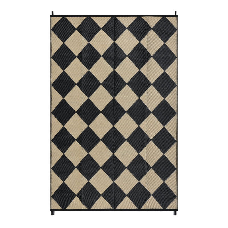 9' x 18' Reversible Outdoor Rug with Carry Bag, Waterproof Plastic Straw Weave, Easy-Clean and Lightweight Design for Patio, RV Camping, and Backyard Use