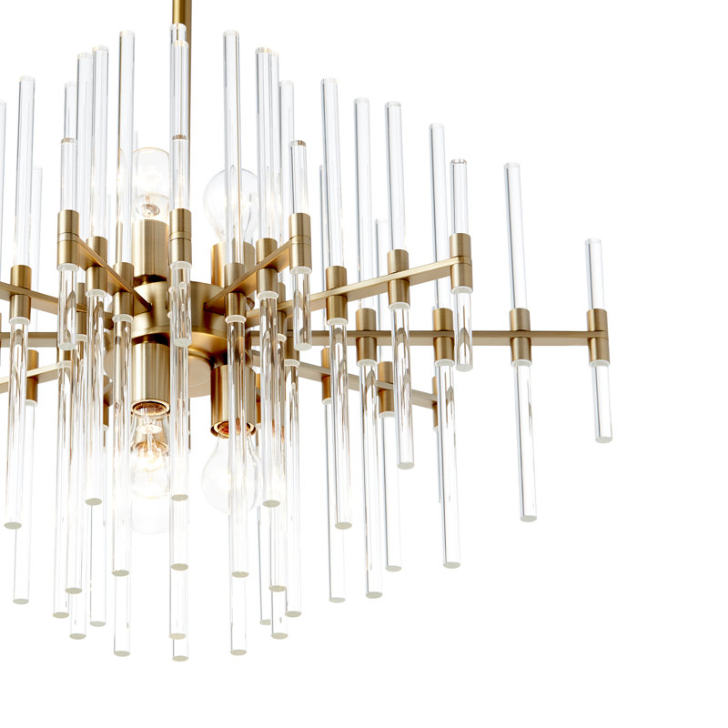 Quebec 6 - Light Chandelier, Aged Brass