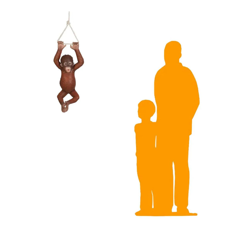 Monkey Baby Orangutan Hanging On Rope Statue