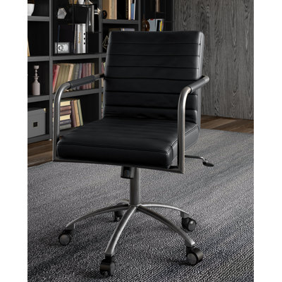 Chaise de conférence en cuir véritable Sanford