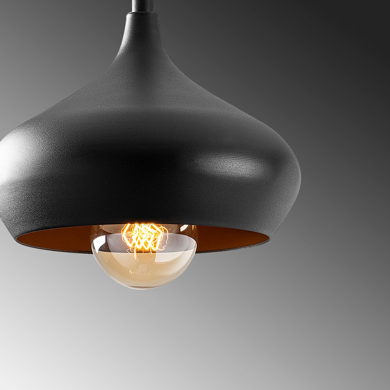Luminaire suspendu en forme de dôme à 1 lumière Samson, Noir