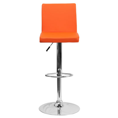 Tabouret de bar contemporain en vinyle à hauteur réglable avec dossier à panneau et base chromée Winnols