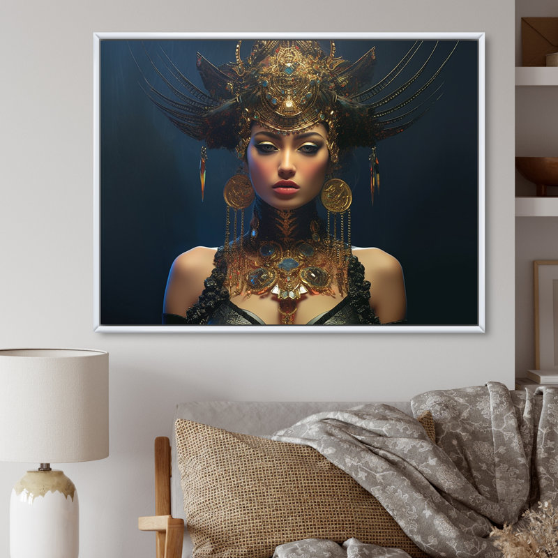 Glorious Glamour Discopunk, déesse sur toile, H 24 po x l 32 po x P 1 po, Cadre flottant blanc