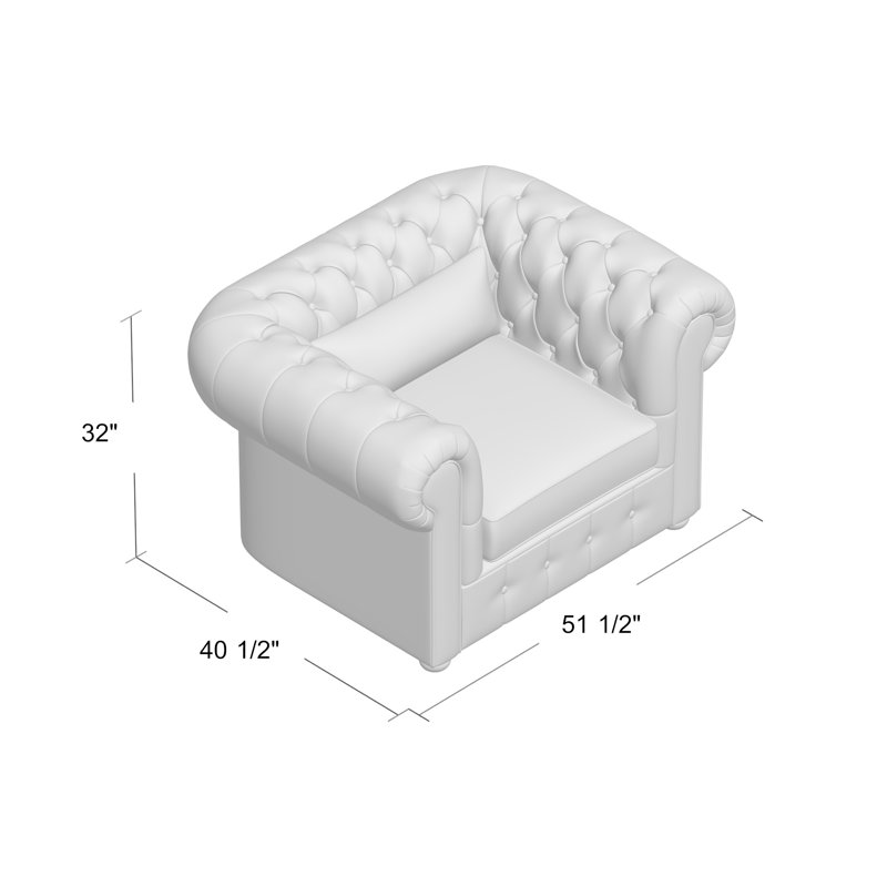 Zaffelare Upholstered Chesterfield Chair, Neutral 100% Polyester