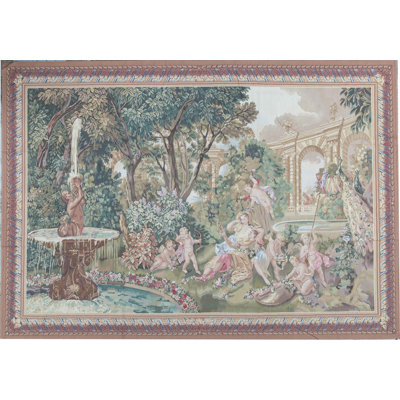 Tapis vert et beige noué à la main de haute qualité