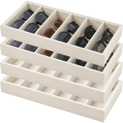 Ensemble de 4 lunettes de soleil en velours avec plateau et grille 6, beige
