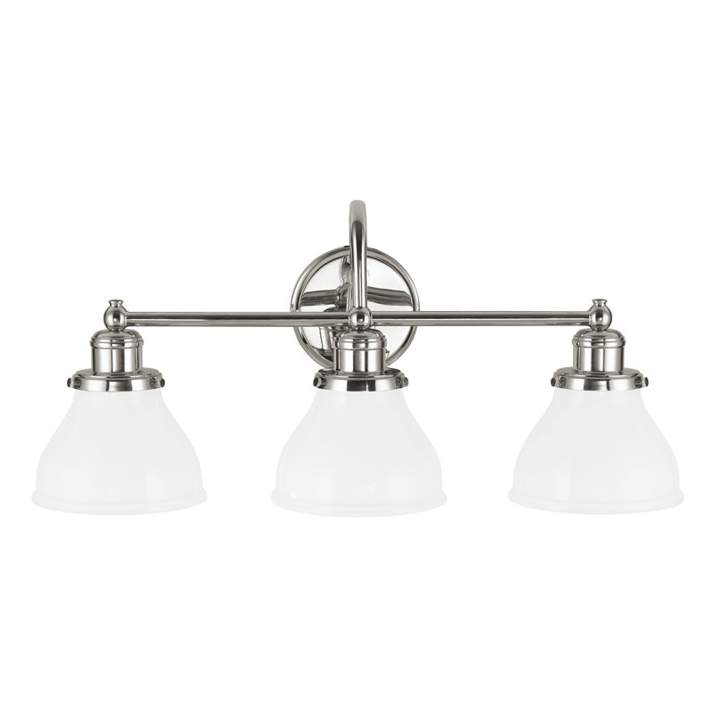 Baxter 3 - Light Dimmable Vanity Light, Polished Nickel, Milk
