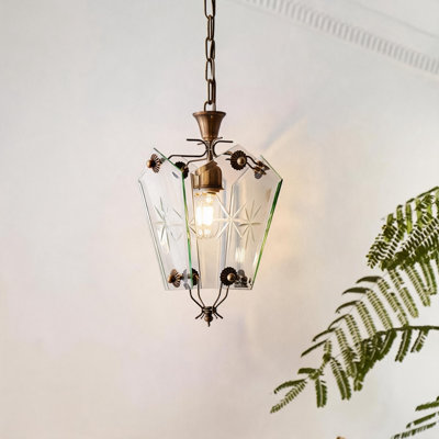 Luminaire suspendu en cuivre gravé