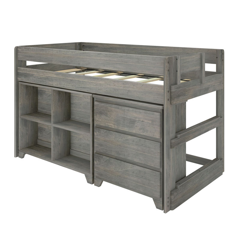 Lit mezzanine simple en bois massif Bettejo, Driftwood