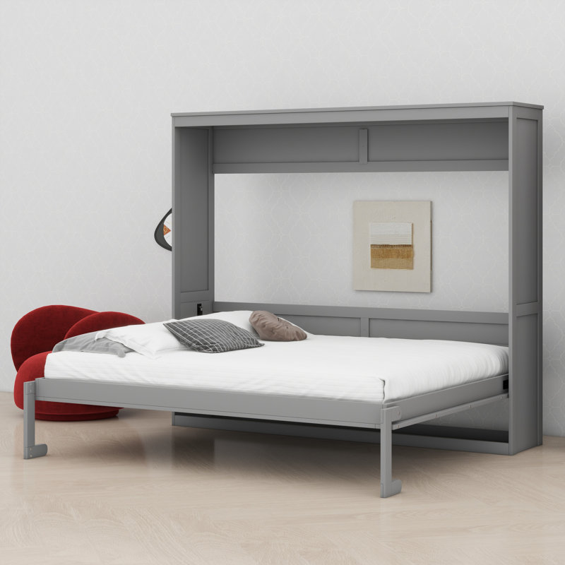 Sturdy Practical Murphy Bed, Gray, Queen