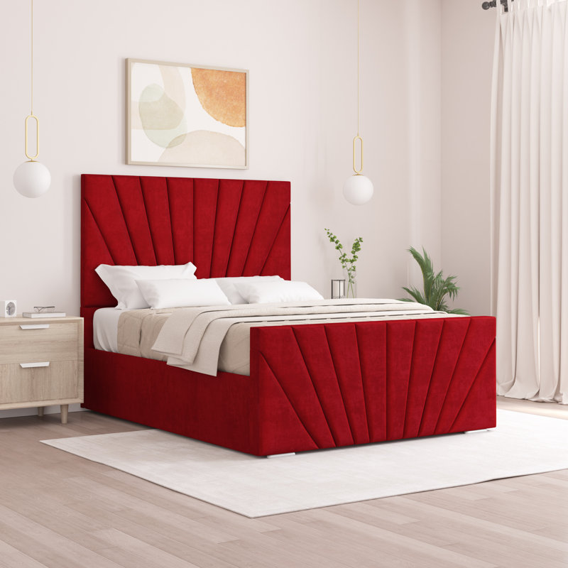 Aayanah Upholstered Bed, Red, Kingsize (5')