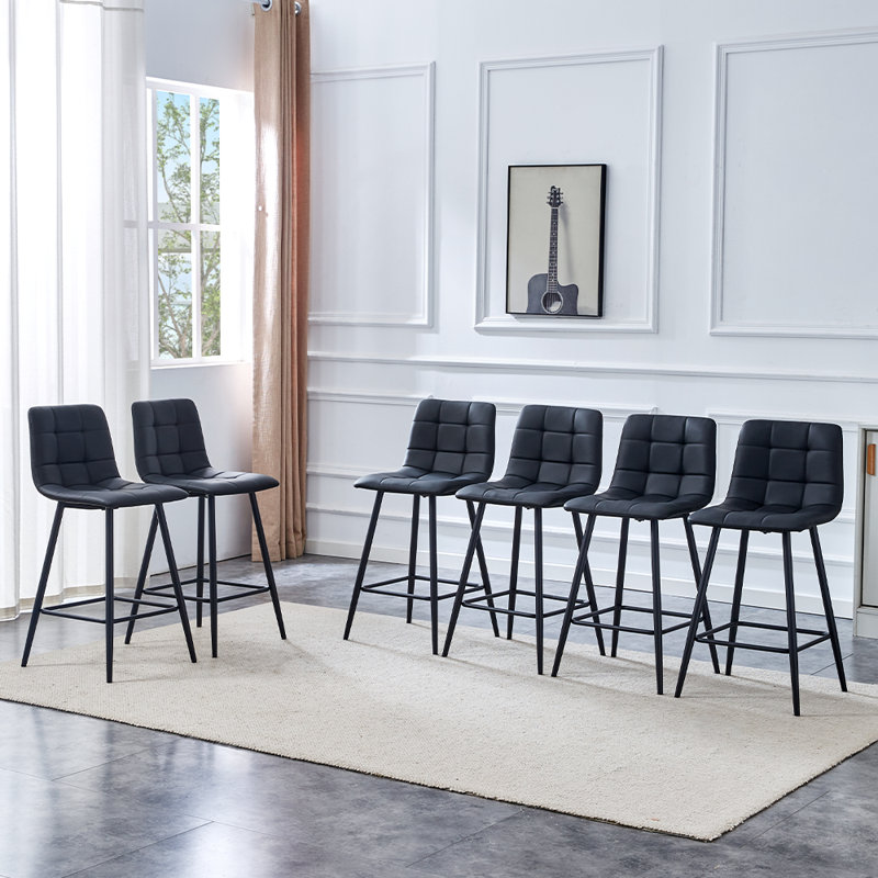 Ensemble de chaises de bar modernes, 6, Noir