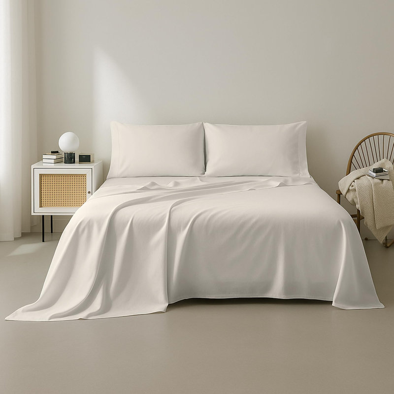 New Season - Ensemble de draps en coton - Draps 100% coton à densité de tissage 400 fils avec draps profonds en coton doux (grand, taupe)