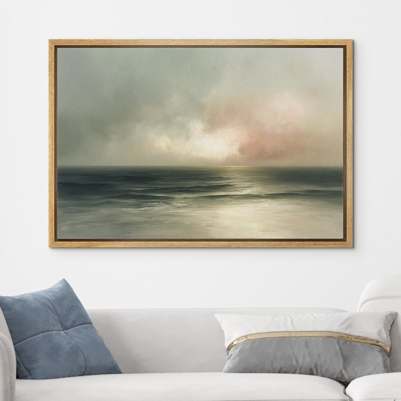 «Green Coastal Brach Ocean», reproduction d'art sur toile encadrée, Naturel, H 24 po x l 36 po