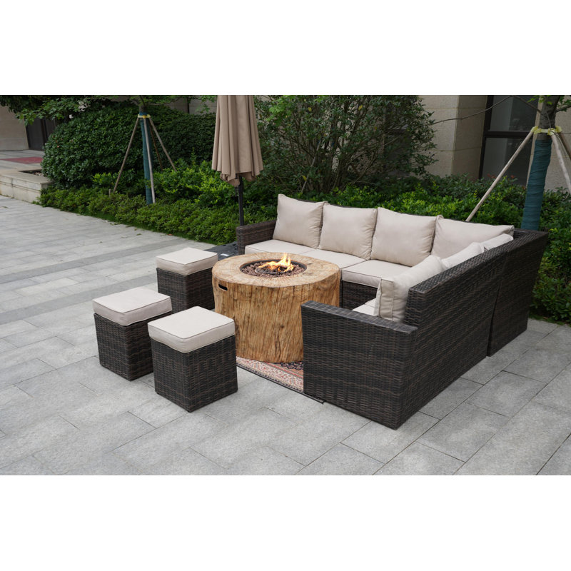 9 - Person Patio Conversation Set with Cushions